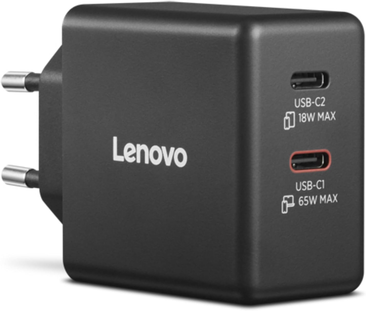 Carregador de Parede LENOVO Dual USB-C 65W GaN com Cabo USB-C 1.5m Preto - Imagem 4