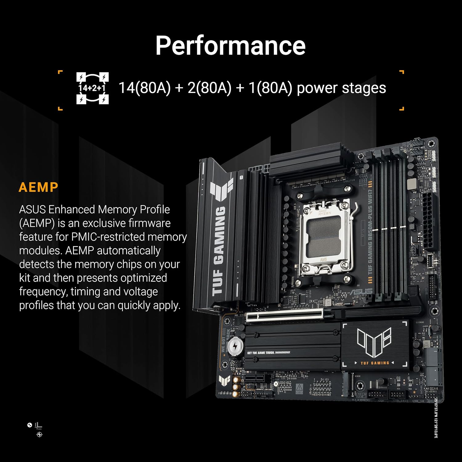 Motherboard ASUS TUF GAMING B850M-PLUS WIFI7 Micro-ATX Socket AM5 DDR5 PCIe 5.0 Wi-Fi 7 Preto - Imagem 3