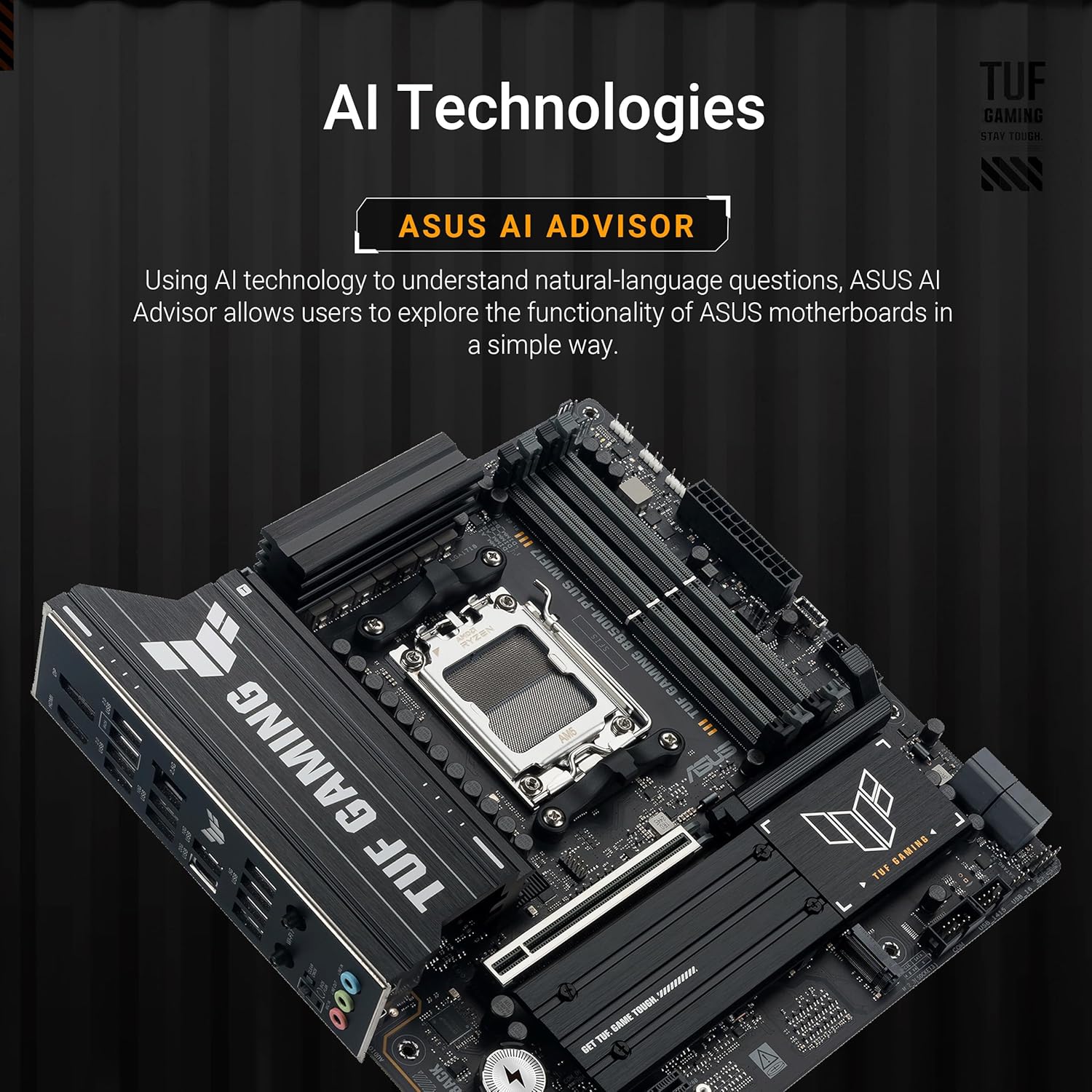 Motherboard ASUS TUF GAMING B850M-PLUS WIFI7 Micro-ATX Socket AM5 DDR5 PCIe 5.0 Wi-Fi 7 Preto - Imagem 2