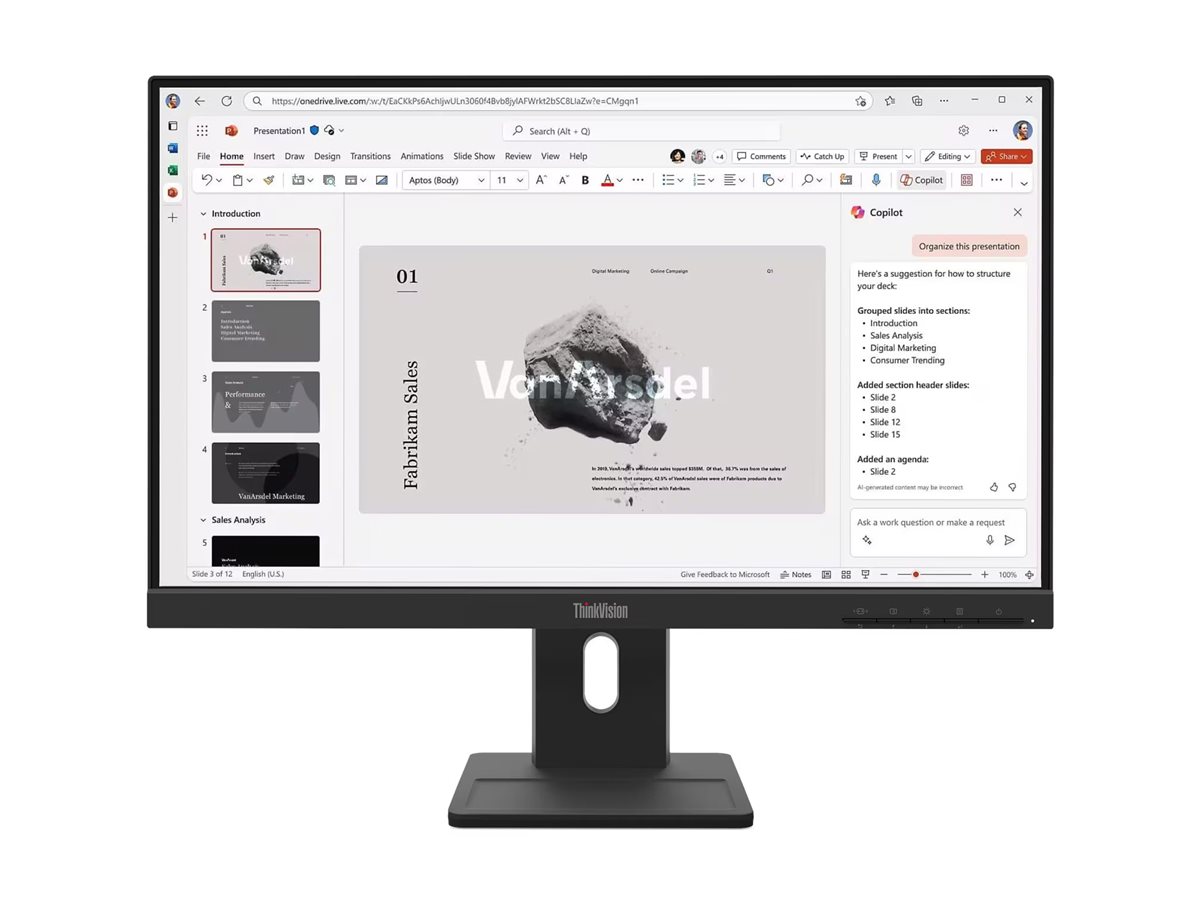 Monitor LENOVO ThinkVision T24-4v 23.8" WLED Preto
