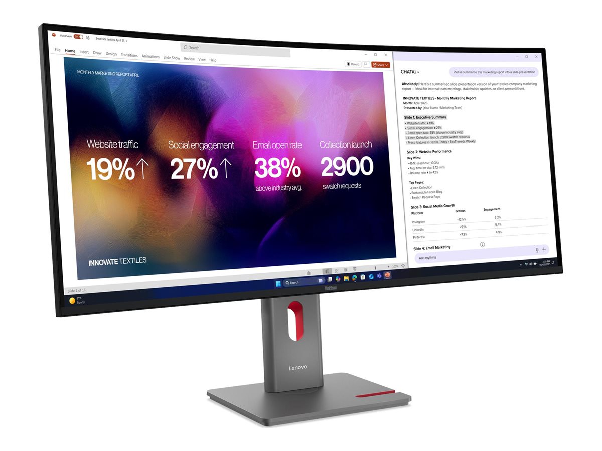 Monitor Lenovo ThinkVision P40WD-40 40" 5K Curvo 120Hz Preto - Imagem 7