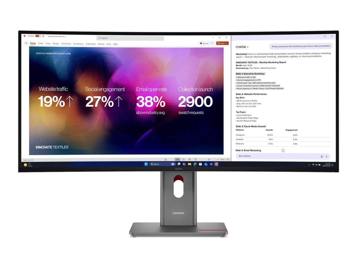 Monitor Lenovo ThinkVision P40WD-40 40" 5K Curvo 120Hz Preto - Imagem 6