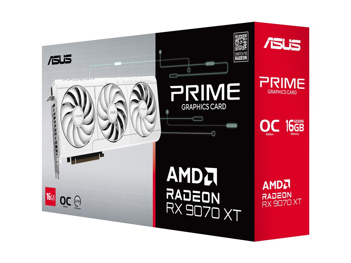 Placa Gráfica ASUS Prime Radeon RX 9070 XT White OC Edition 16GB GDDR6 PCIe 5.0 HDMI 2.1 DisplayPort 2.1a Branco - Imagem 2