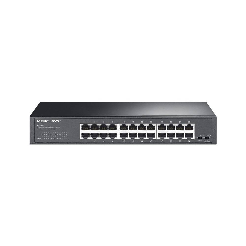 Switch Gigabit TP-Link Mercusys MS124GS V1 24 Portas 10/100/1000 Desktop ou Rackmount 48Gbps Preto