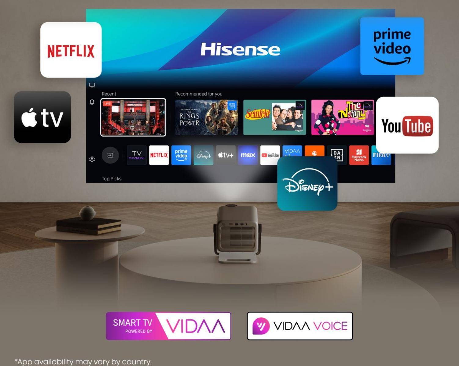Mini Projetor Laser HISENSE M2 Pro 4K DLP 3D 1300 Lumens ANSI Wi-Fi Bluetooth AirPlay Cinza - Imagem 10