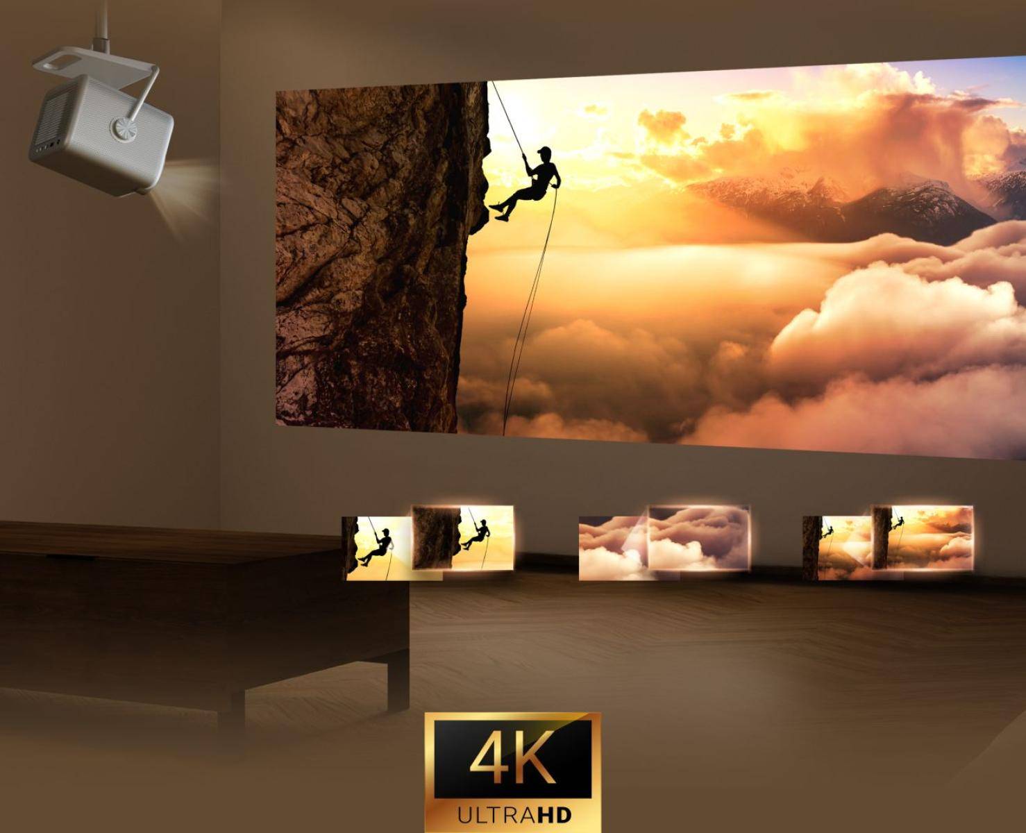 Mini Projetor Laser HISENSE M2 Pro 4K DLP 3D 1300 Lumens ANSI Wi-Fi Bluetooth AirPlay Cinza - Imagem 4