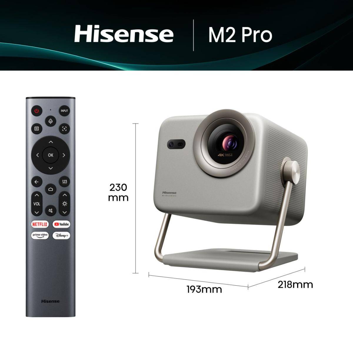 Mini Projetor Laser HISENSE M2 Pro 4K DLP 3D 1300 Lumens ANSI Wi-Fi Bluetooth AirPlay Cinza - Imagem 3
