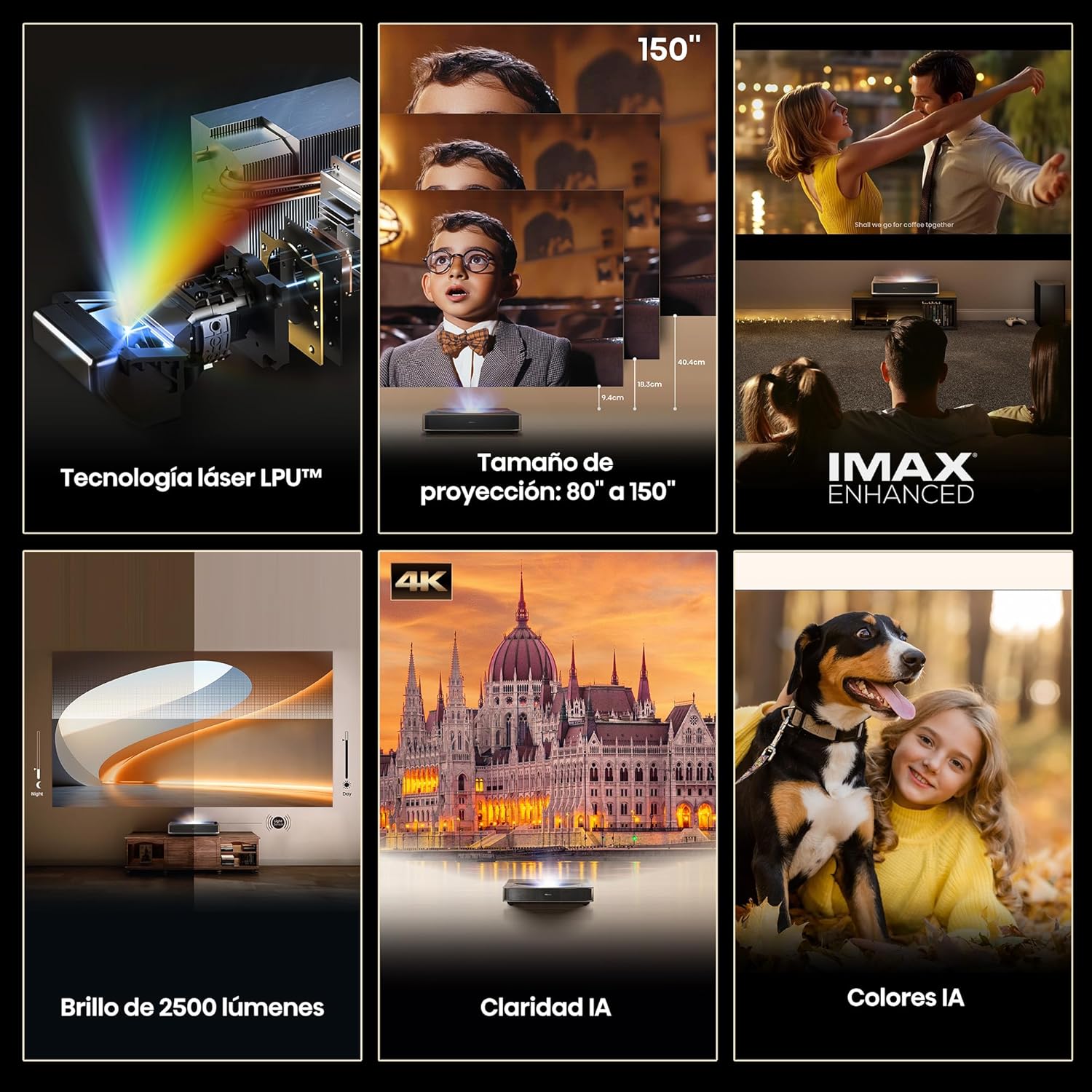 Projetor Laser Cinema Hisense TriChroma PT1 4K DLP 3D 2500 Lumens Ultra Curta Distância Wi-Fi Cinza Metálico - Imagem 5