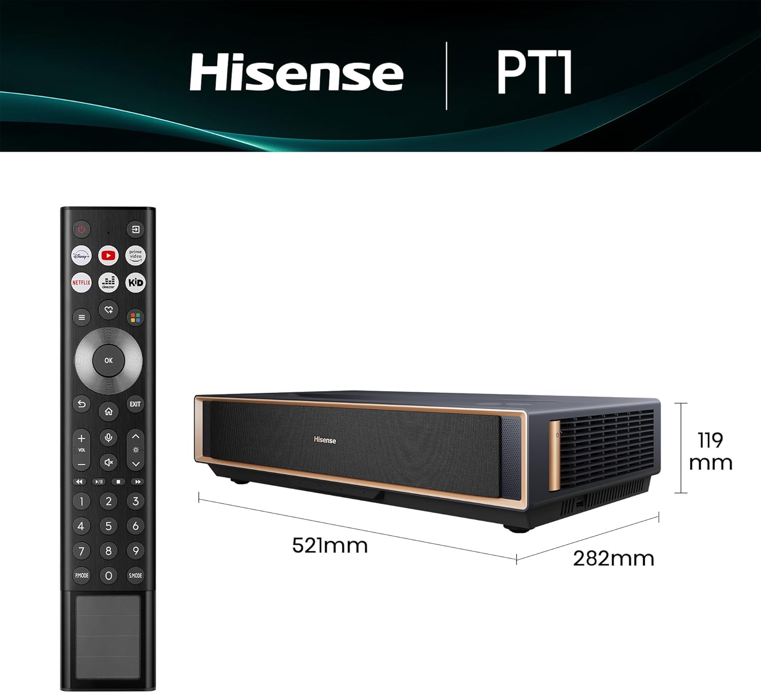 Projetor Laser Cinema Hisense TriChroma PT1 4K DLP 3D 2500 Lumens Ultra Curta Distância Wi-Fi Cinza Metálico - Imagem 2