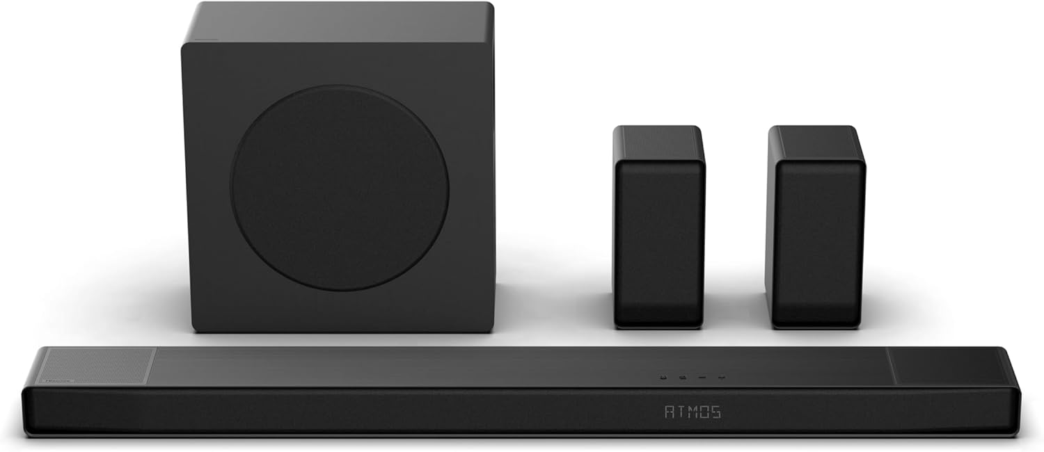 Sistema de Som Soundbar Hisense AX5140Q Canal 5.1.4 Surround Sem Fios Bluetooth HDMI USB Preto
