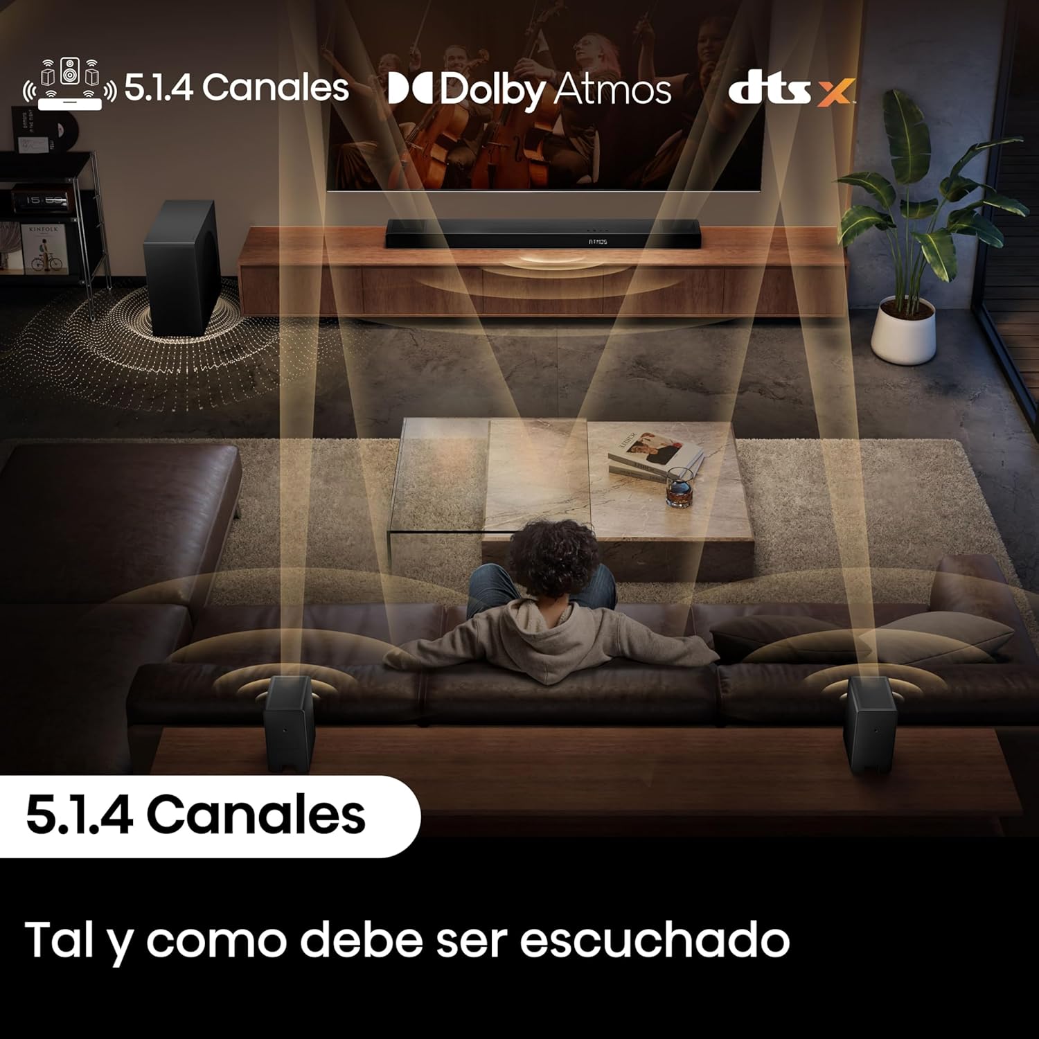 Sistema de Som Soundbar Hisense AX5140Q Canal 5.1.4 Surround Sem Fios Bluetooth HDMI USB Preto - Imagem 5
