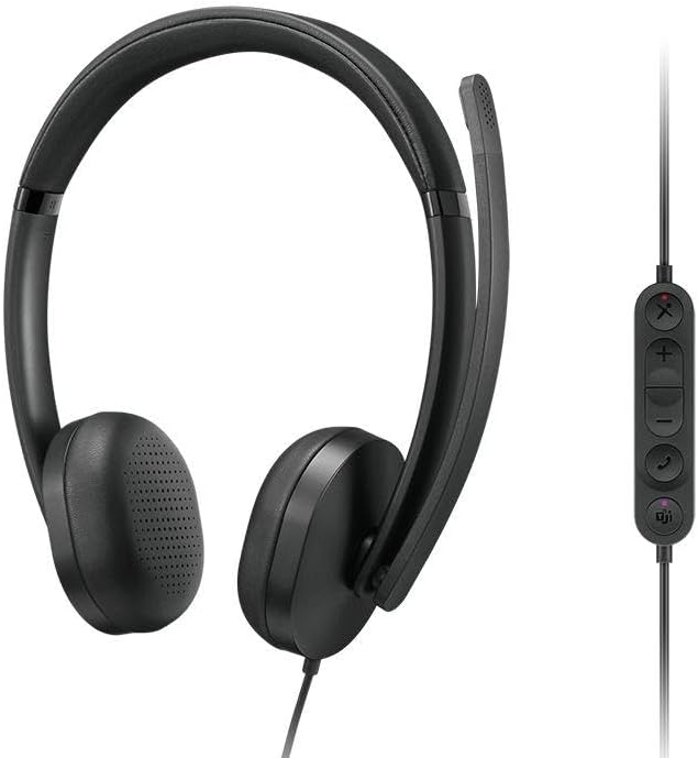 Auscultadores Wired VoIP Lenovo 5000 Teams On-Ear USB-C com Adaptador USB-A Preto Certificado Microsoft Teams - Imagem 4
