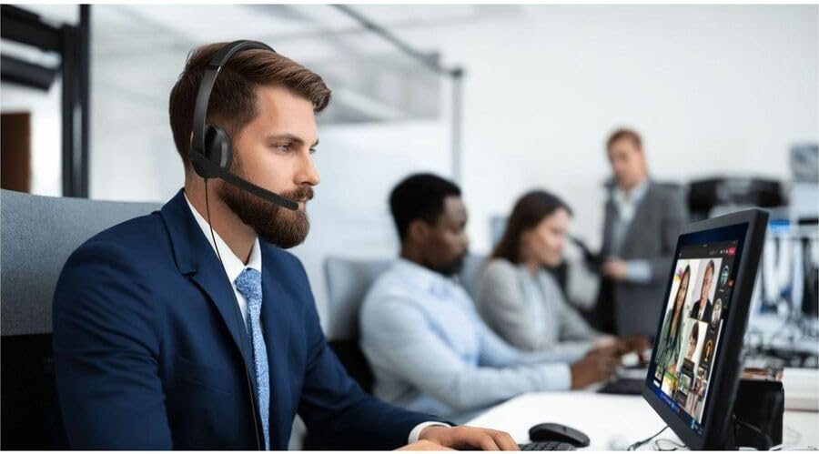 Auscultadores Wired VoIP Lenovo 5000 Teams On-Ear USB-C com Adaptador USB-A Preto Certificado Microsoft Teams - Imagem 2