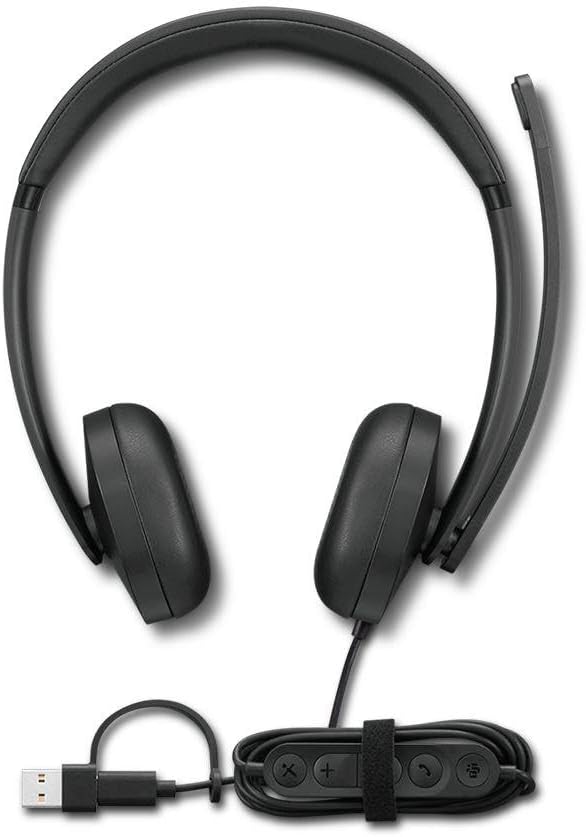Auscultadores Wired VoIP Lenovo 5000 Teams On-Ear USB-C com Adaptador USB-A Preto Certificado Microsoft Teams - Imagem 5