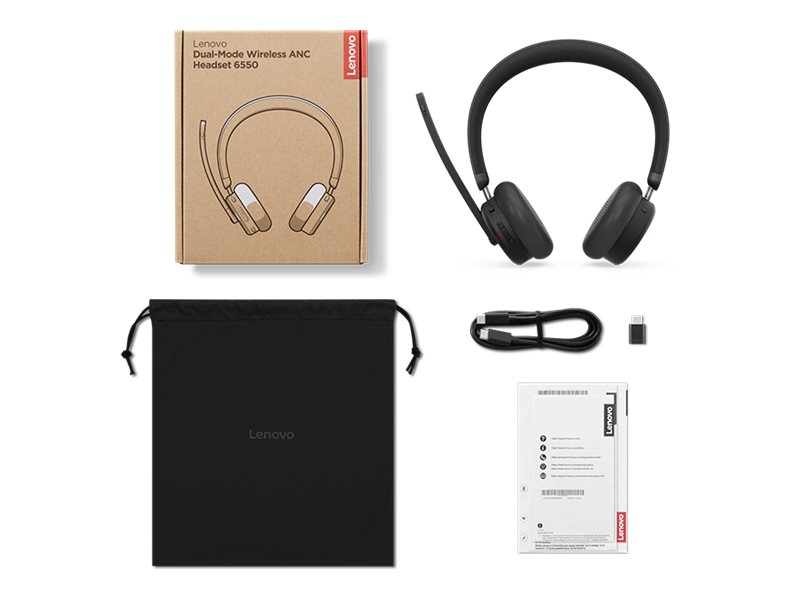 Auscultadores Bluetooth Lenovo 6550 Wireless ANC USB-C Certificado Microsoft Teams Preto - Imagem 12