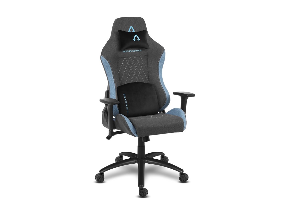 Cadeira Gaming Alpha Gamer Gaia V2 Tecido com Almofadas Magnéticas Carga Máxima 150kg Cinza Escuro e Azul - Imagem 2