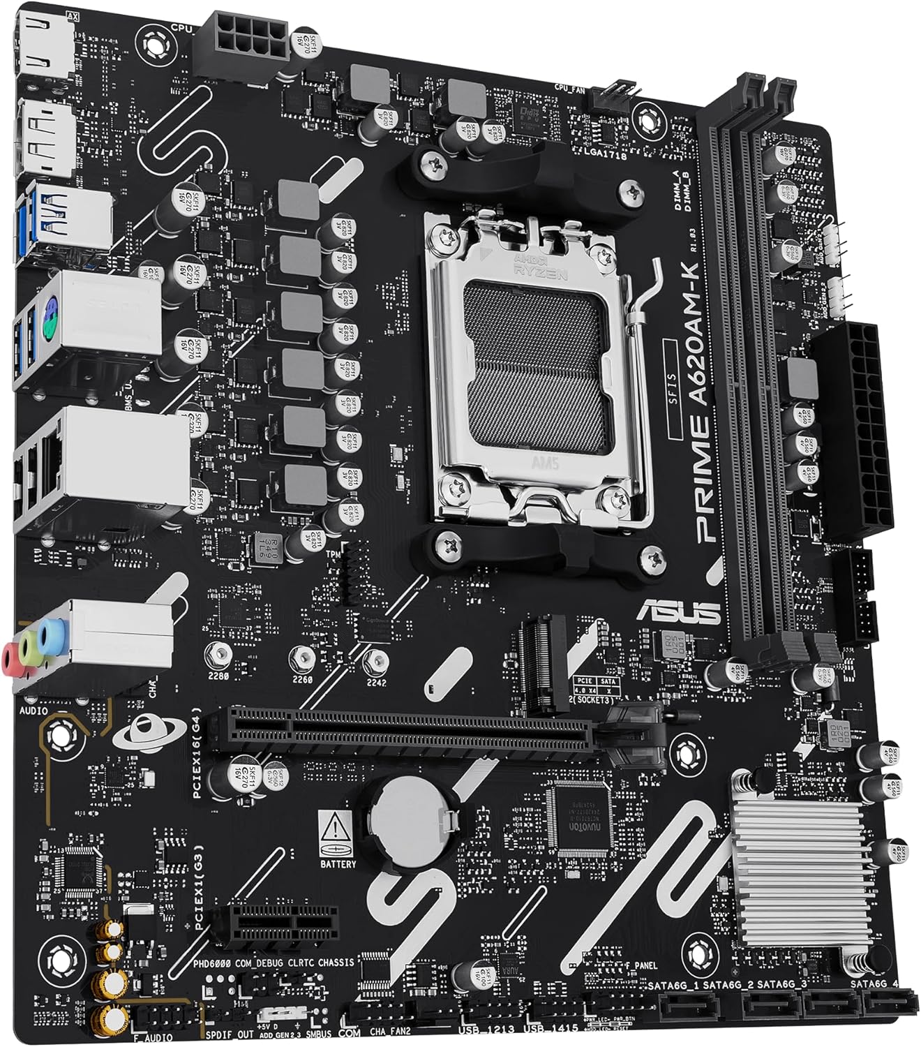 Motherboard ASUS PRIME A620AM-K Micro ATX Socket AM5 AMD A620A DDR5 PCIe 4.0 M.2 HDMI DisplayPort - Imagem 2