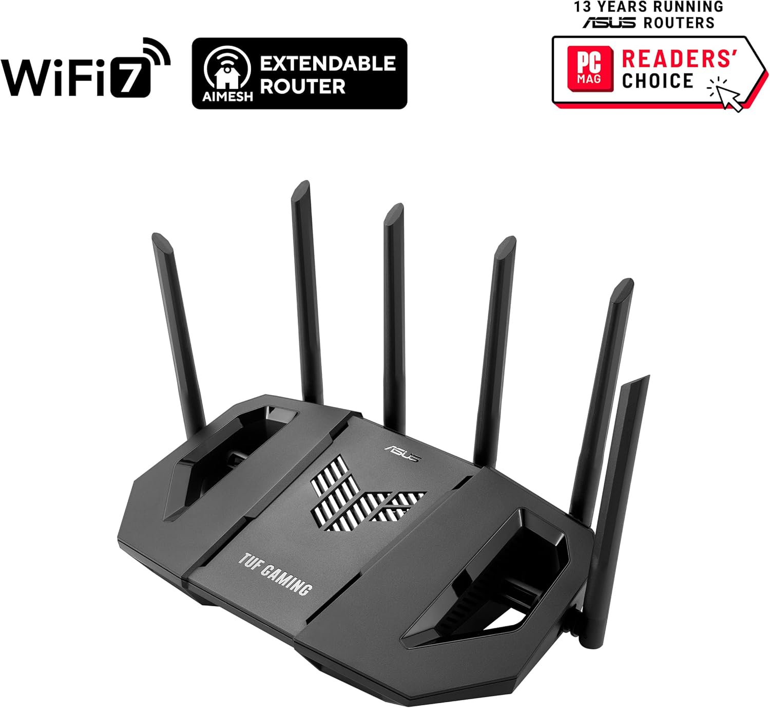 Router ASUS TUF Gaming BE9400 Tri-Band WiFi 7 802.11be Quad 2.5G Ports Preto - Imagem 2