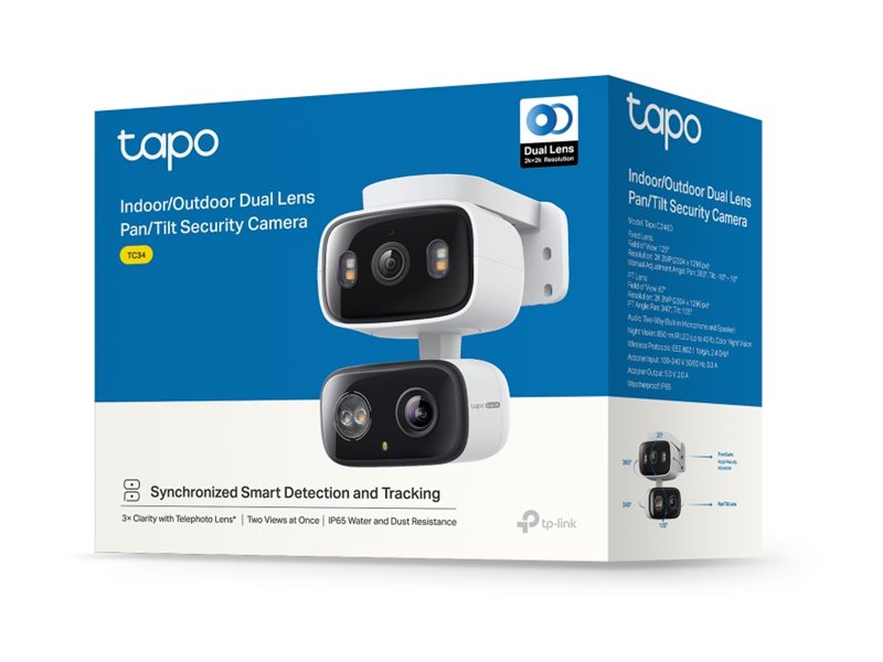 Câmara Vigilância Tapo TC34 2K Pan/Tilt Exterior Wi-Fi