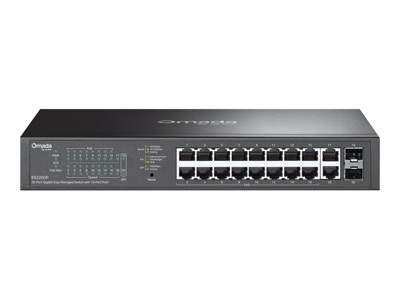 Switch TP-LINK Omada 20 Portas Gigabit 16 Portas PoE+ Fácil Gestão