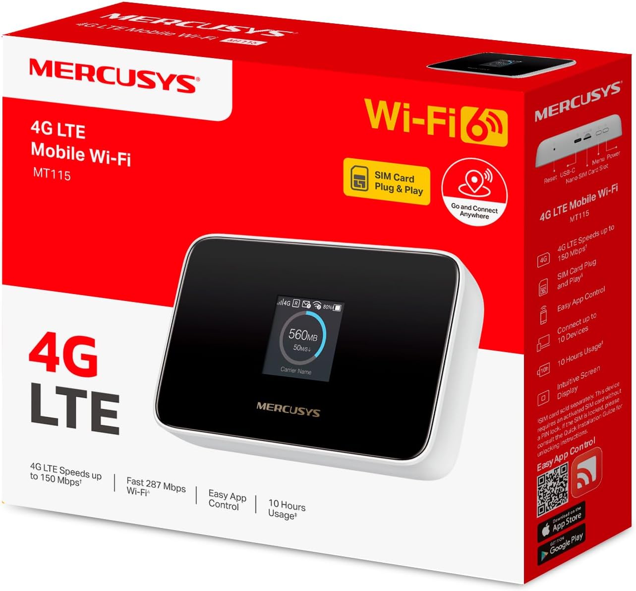 Hotspot Móvel Mercusys MT115 V1 4G LTE 150 Mbps Wi-Fi 6 Bateria 2400 mAh até 10 Dispositivos - Imagem 11