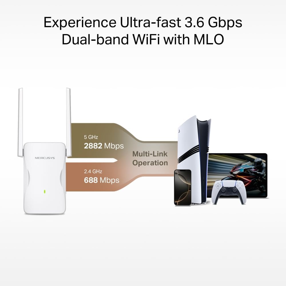 Extensor de Alcance Wi-Fi Mercusys ME25BE BE3600 Wi-Fi 7 Dual-Band 3600Mbps 1GbE Branco - Imagem 4
