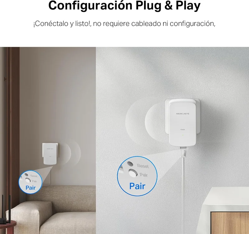 Adaptador Powerline Mercusys MP300 KIT V1 AV600 600Mbps 300m 1 Porta LAN Pack de 2 - Imagem 3