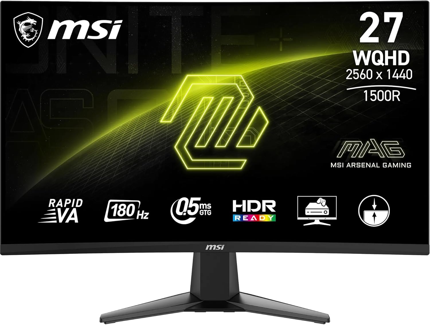 Monitor Curvo Gaming MSI MAG 27CQ6F 27" WQHD 180Hz 1ms 2x HDMI 1x DisplayPort