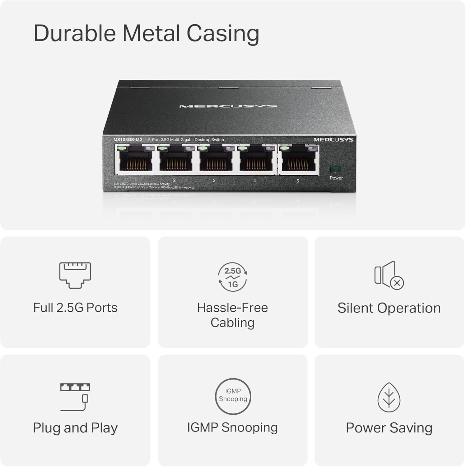 Switch Ethernet TP-LINK Mercusys 5 Portas LAN 2.5 Gbps - Imagem 3