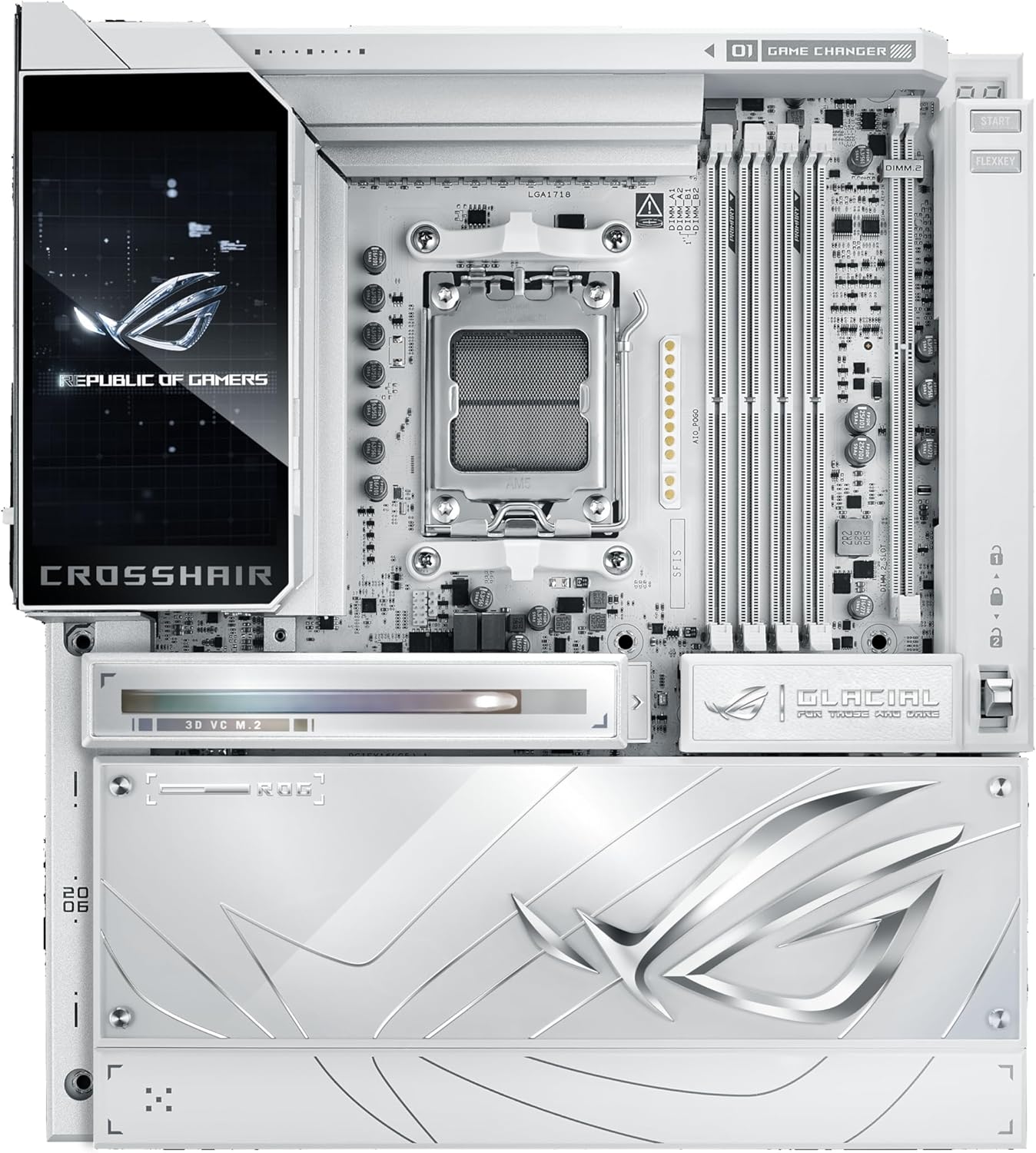 Motherboard ASUS ROG CROSSHAIR X870E GLACIAL Socket AM5 AMD X870E DDR5 PCIe 5.0 Wi-Fi 7 Dual 10Gb LAN ATX Extendido - Imagem 1