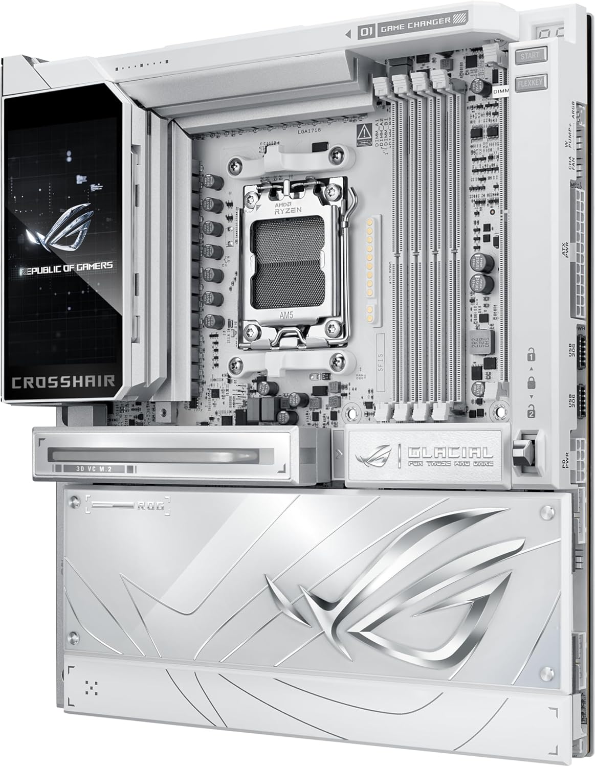 Motherboard ASUS ROG CROSSHAIR X870E GLACIAL Socket AM5 AMD X870E DDR5 PCIe 5.0 Wi-Fi 7 Dual 10Gb LAN ATX Extendido - Imagem 2