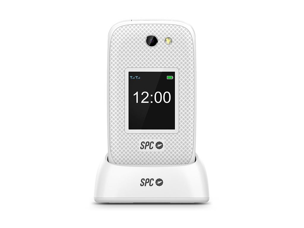 Telemóvel Flip SPC Harmony 2 4G Dual SIM Ecrã Duplo RAM 48MB Armazenamento 128MB Lanterna Rádio FM Branco