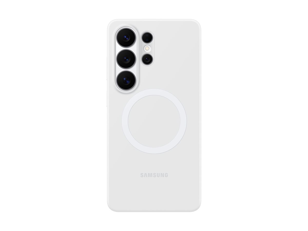 Capa Magnética de Silicone Samsung para Galaxy S26 Ultra Branca com Carregamento Sem Fios Rápido