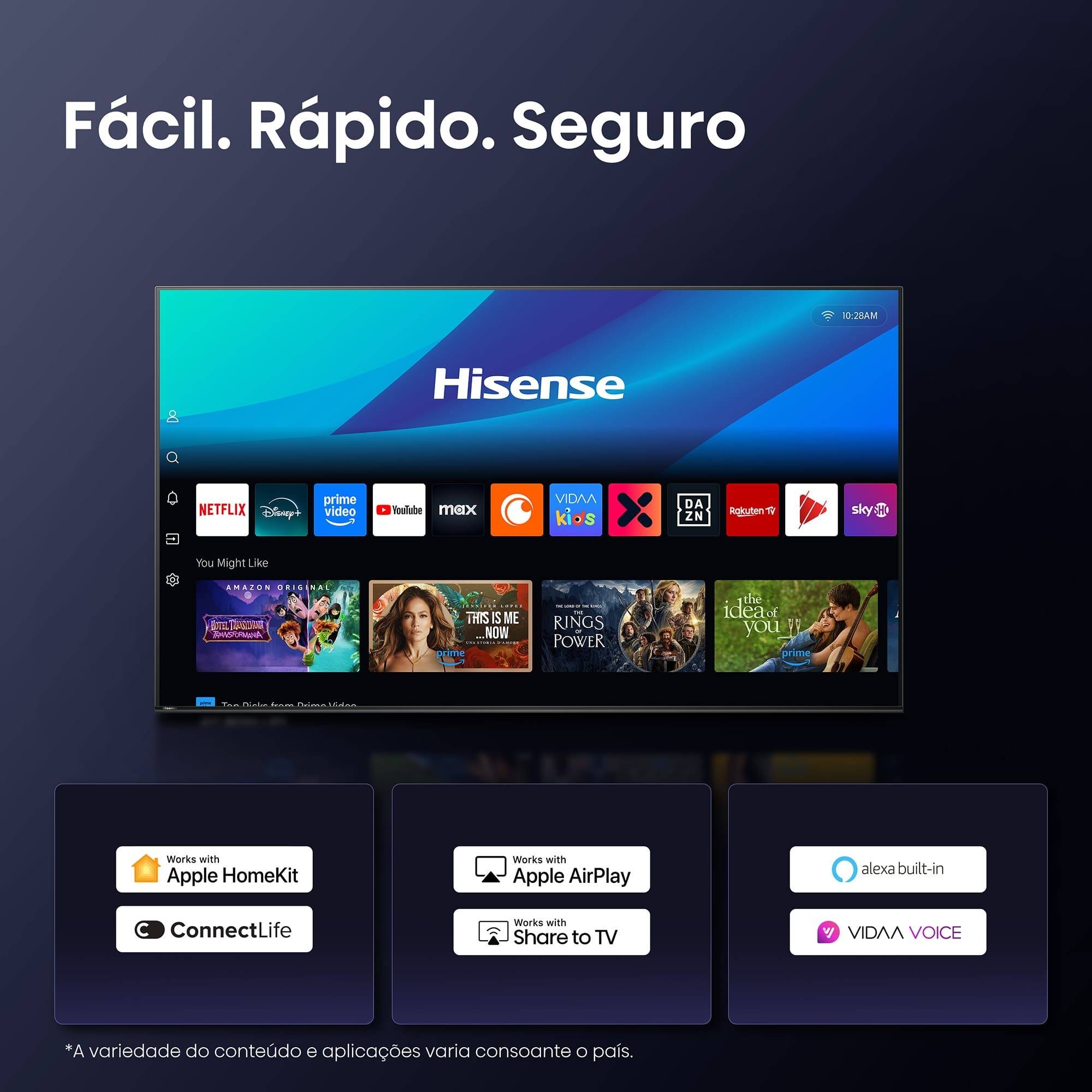 Smart TV Hisense 98E7Q 98" QLED 4K Ultra HD 120Hz HDR Quantum Dot VIDAA Preto e Carvão Cinzento - Imagem 9