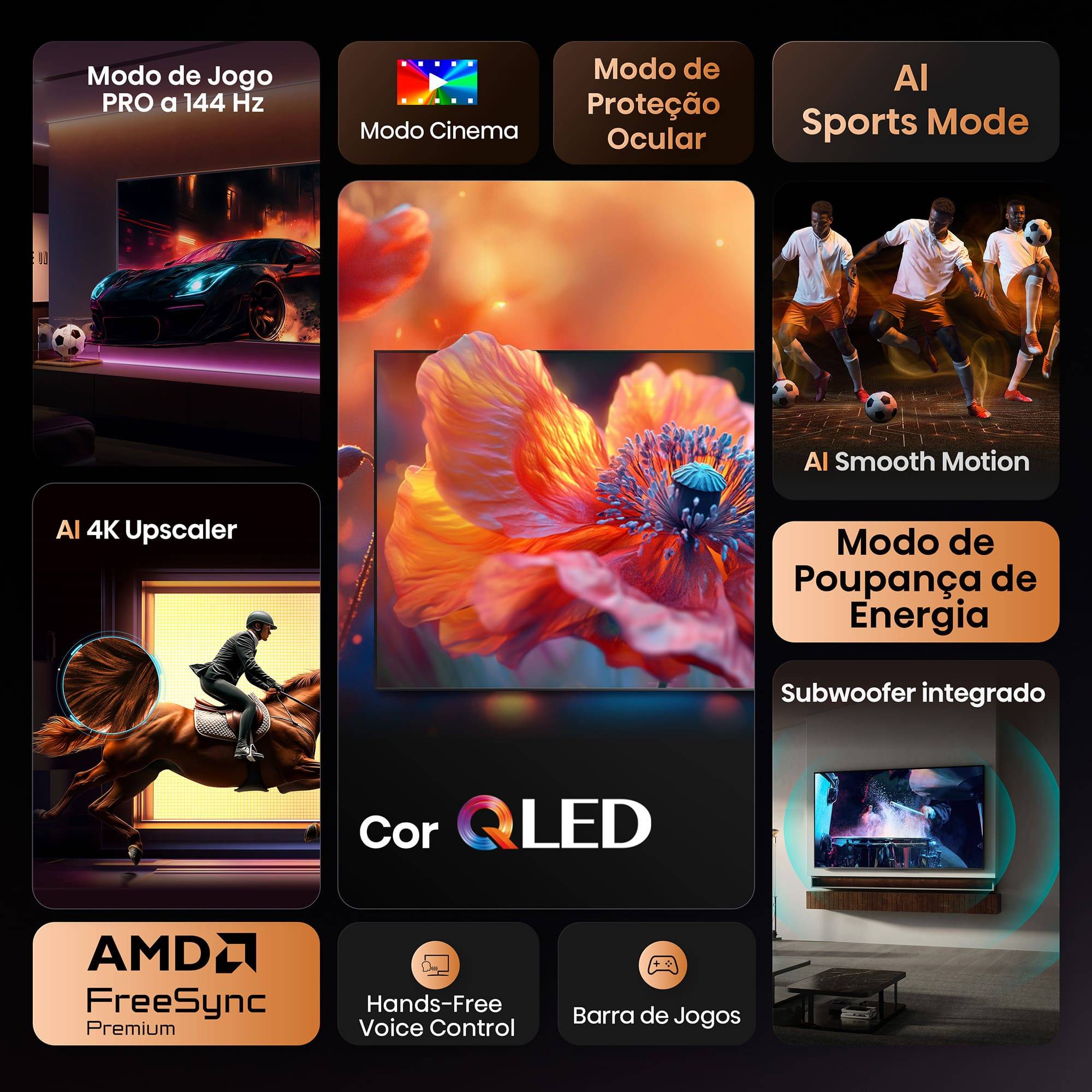 Smart TV Hisense 98E7Q 98" QLED 4K Ultra HD 120Hz HDR Quantum Dot VIDAA Preto e Carvão Cinzento - Imagem 3