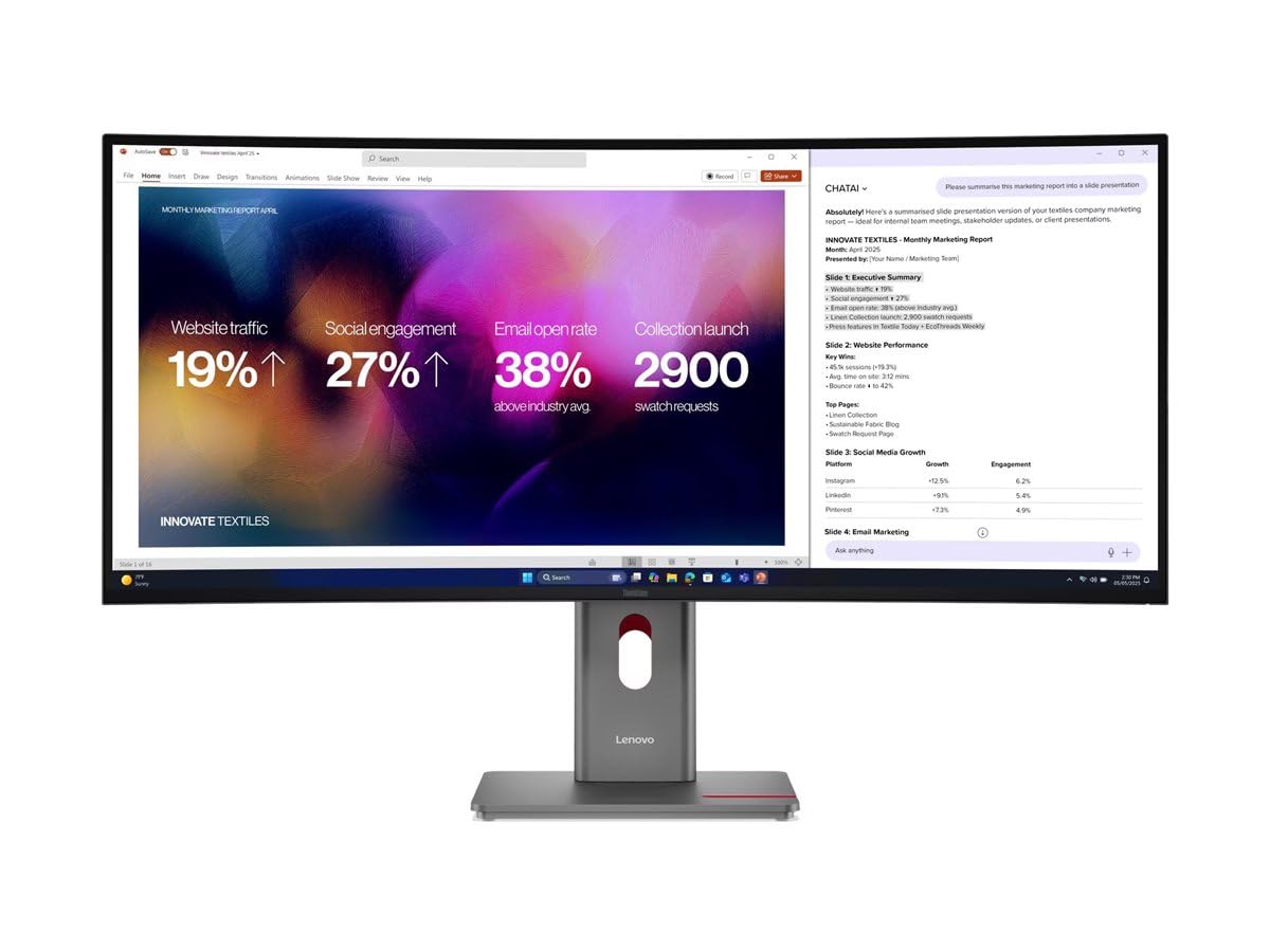 Monitor Lenovo ThinkVision P40WD-40 Curvo 40" 5K 5120x2160 120Hz IPS HDR10 Thunderbolt 4 KVM Preto - Imagem 1