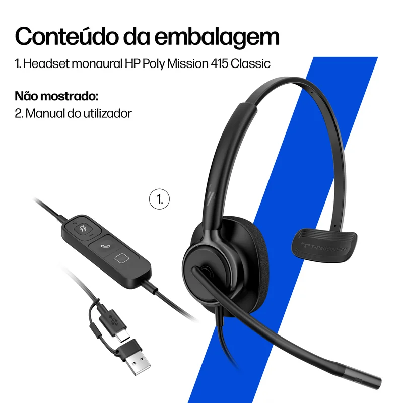 Auscultadores HP Poly Mission 425 Estéreo USB com Fios Preto - Imagem 7