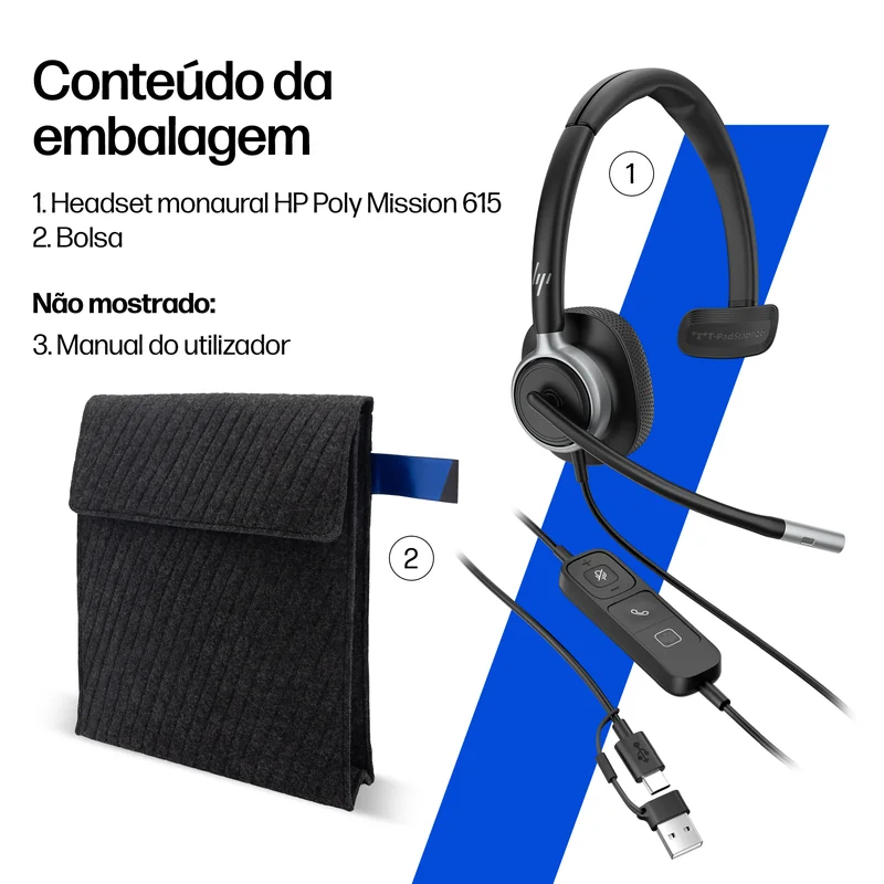 Auscultadores com Microfone HP Poly Mission 625 Estéreo USB com Fio - Imagem 8