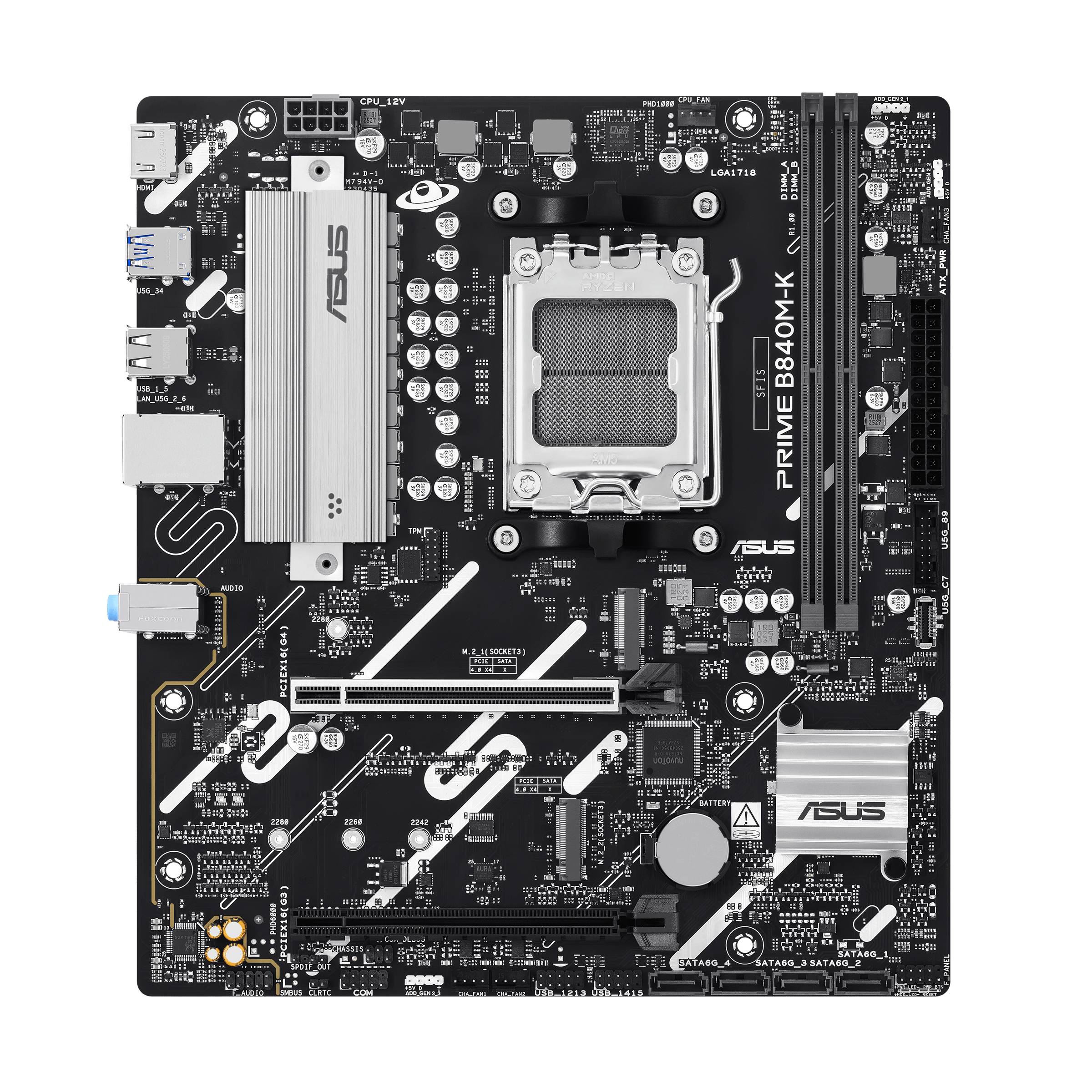 Motherboard ASUS PRIME B840M-K Socket AM5 Micro-ATX DDR5 2x M.2 2.5Gb LAN USB-C - Imagem 2