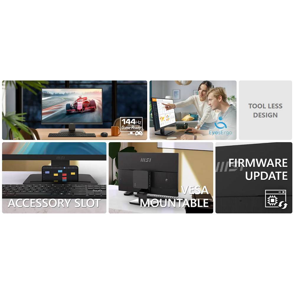 Monitor MSI PRO MP241 E 23.8" Full HD 144Hz 4ms HDMI DisplayPort Preto - Imagem 2