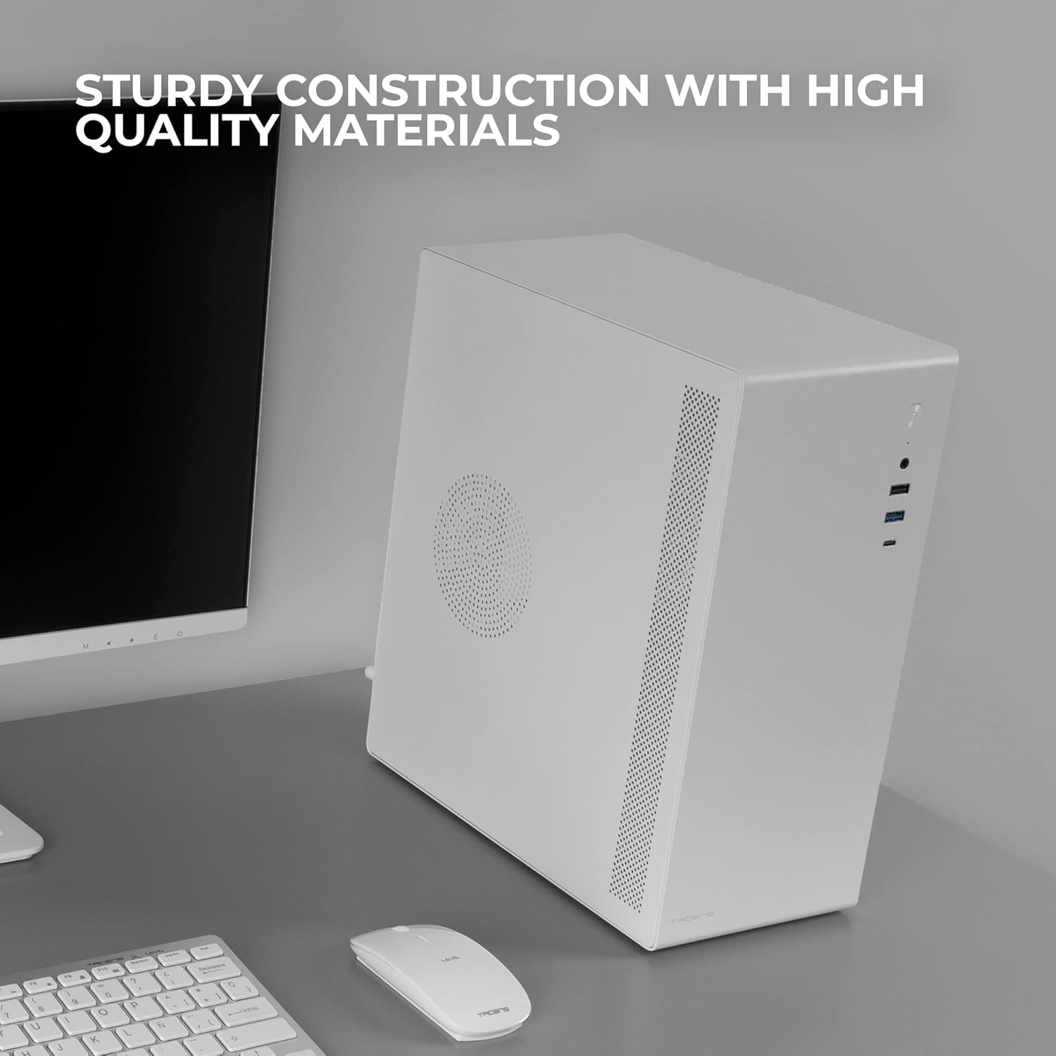 Caixa PC Micro-ATX Tacens Orumx Slim Mini-Torre Ventoinha 80mm USB Áudio Branco - Imagem 2