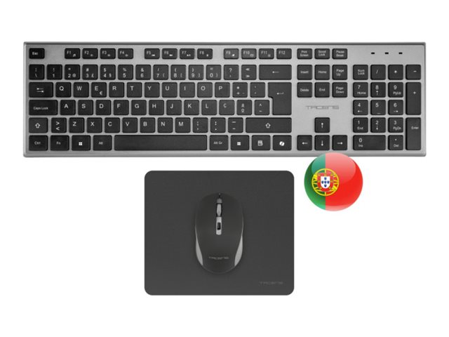 Conjunto 3-em-1 Tacens Zenith Teclado IA Full Size Rato e Tapete Sem Fios 2.4 GHz Layout PT Preto - Imagem 1