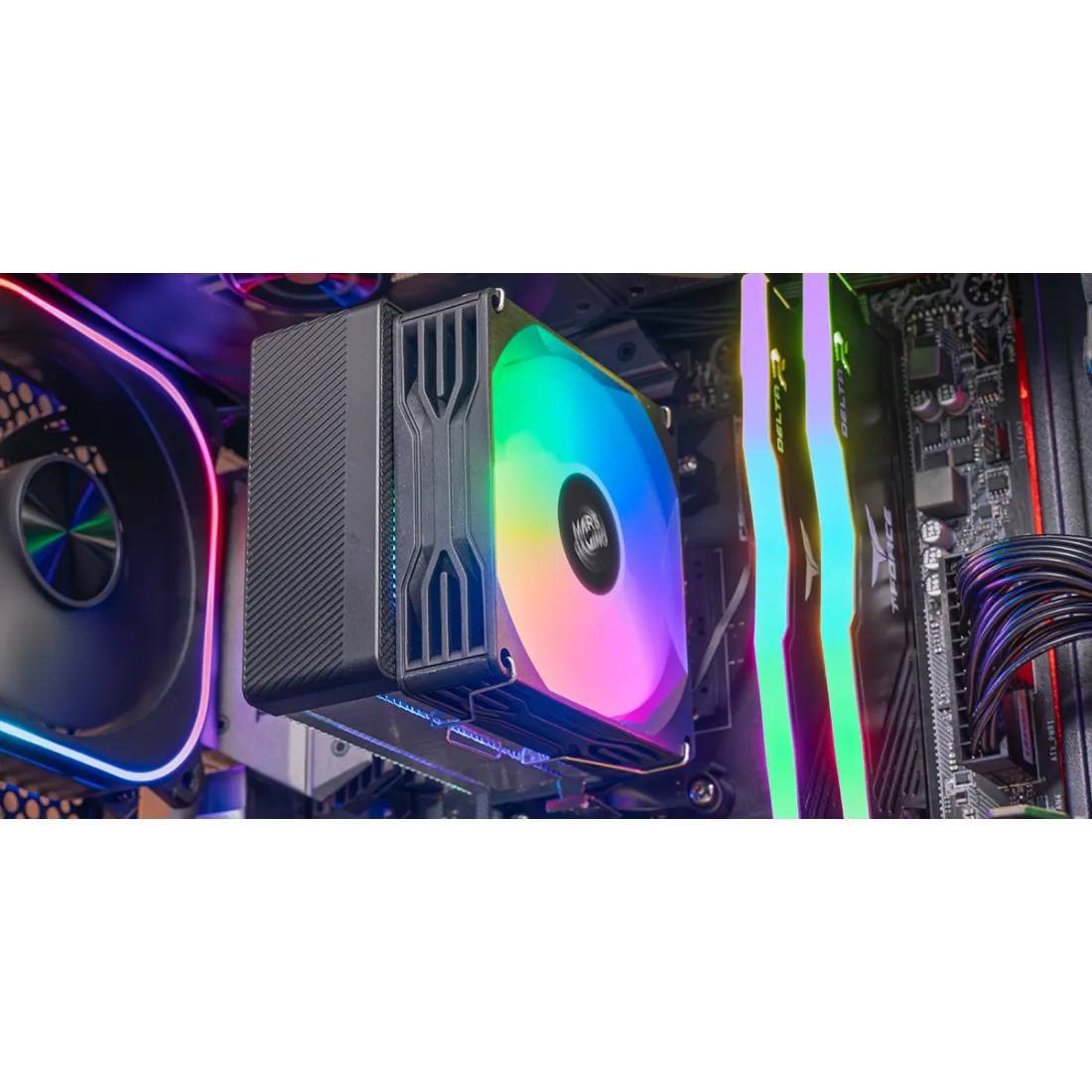 Cooler CPU Mars Gaming MCPU-X2 Low Profile 150W TDP 2x Heatpipes HCT FRGB Intel/AMD Preto - Imagem 7