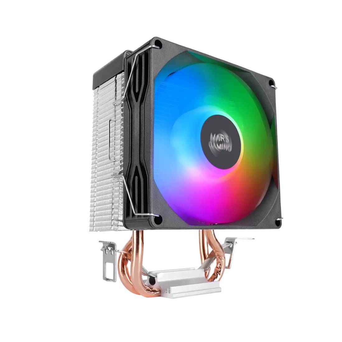 Cooler CPU Mars Gaming MCPU-X2 Low Profile 150W TDP 2x Heatpipes HCT FRGB Intel/AMD Preto - Imagem 2