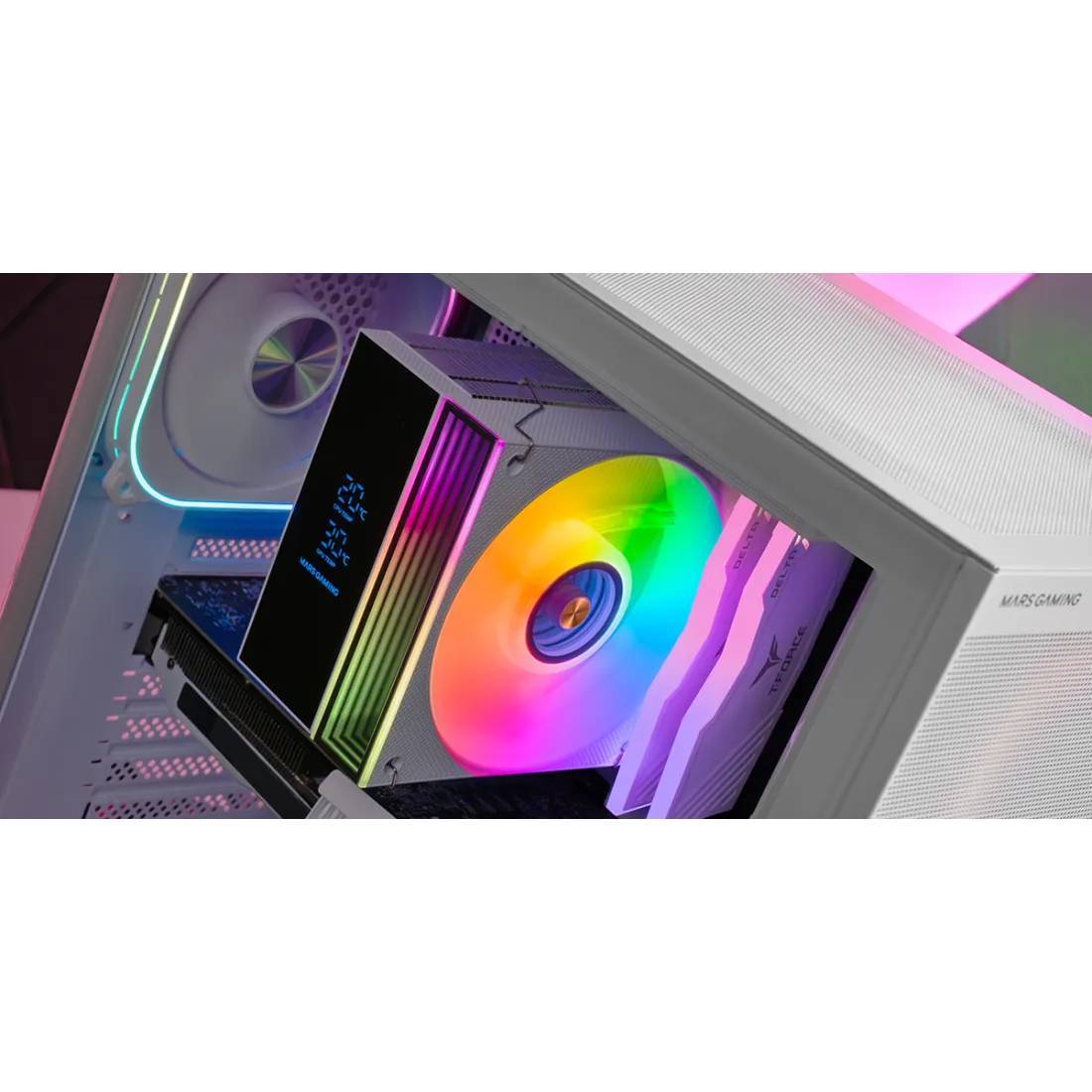 Cooler CPU Mars Gaming MCPU-LCD 120mm 300W TDP Ecrã LCD ARGB Infinity Mirror Intel/AMD Branco - Imagem 4