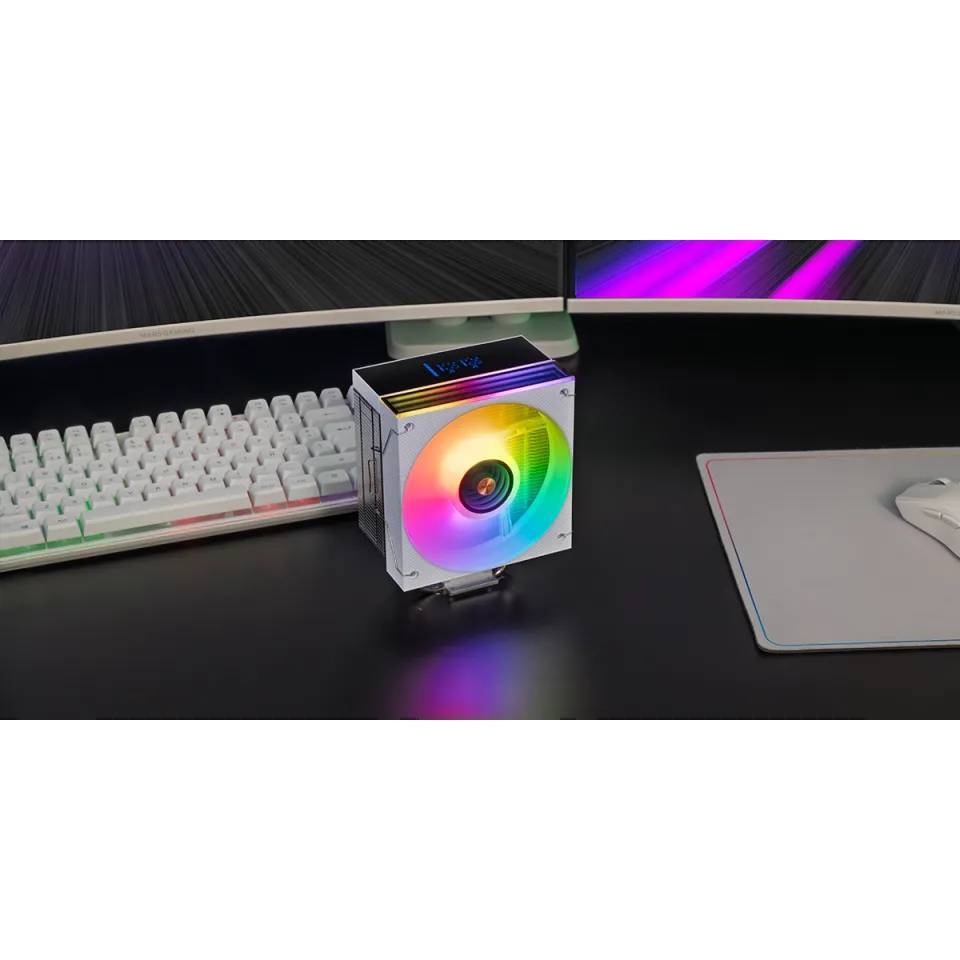 Cooler CPU Mars Gaming MCPU-LCD 120mm 300W TDP Ecrã LCD ARGB Infinity Mirror Intel/AMD Branco - Imagem 3