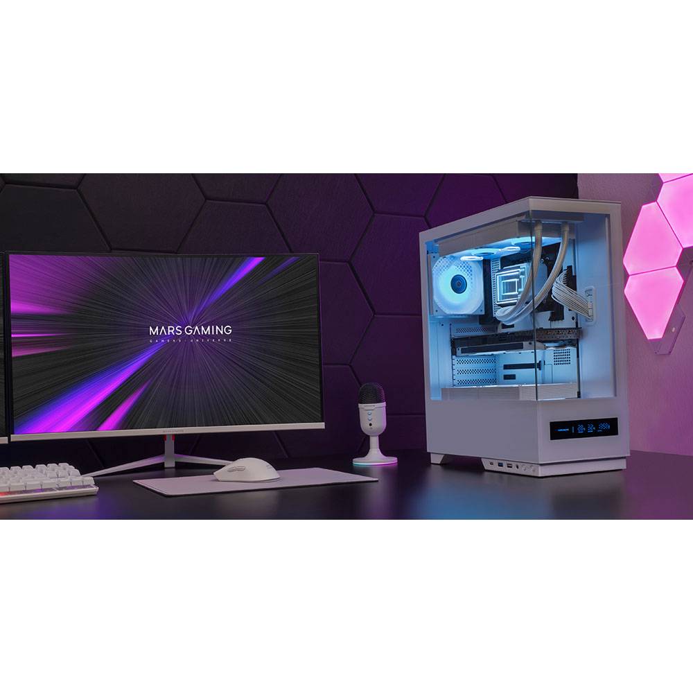 Caixa PC ATX Mars Gaming MC-PULSAR com Ecrã LCD Painel de Vidro Temperado e Passagem de Cabos Branco - Imagem 8