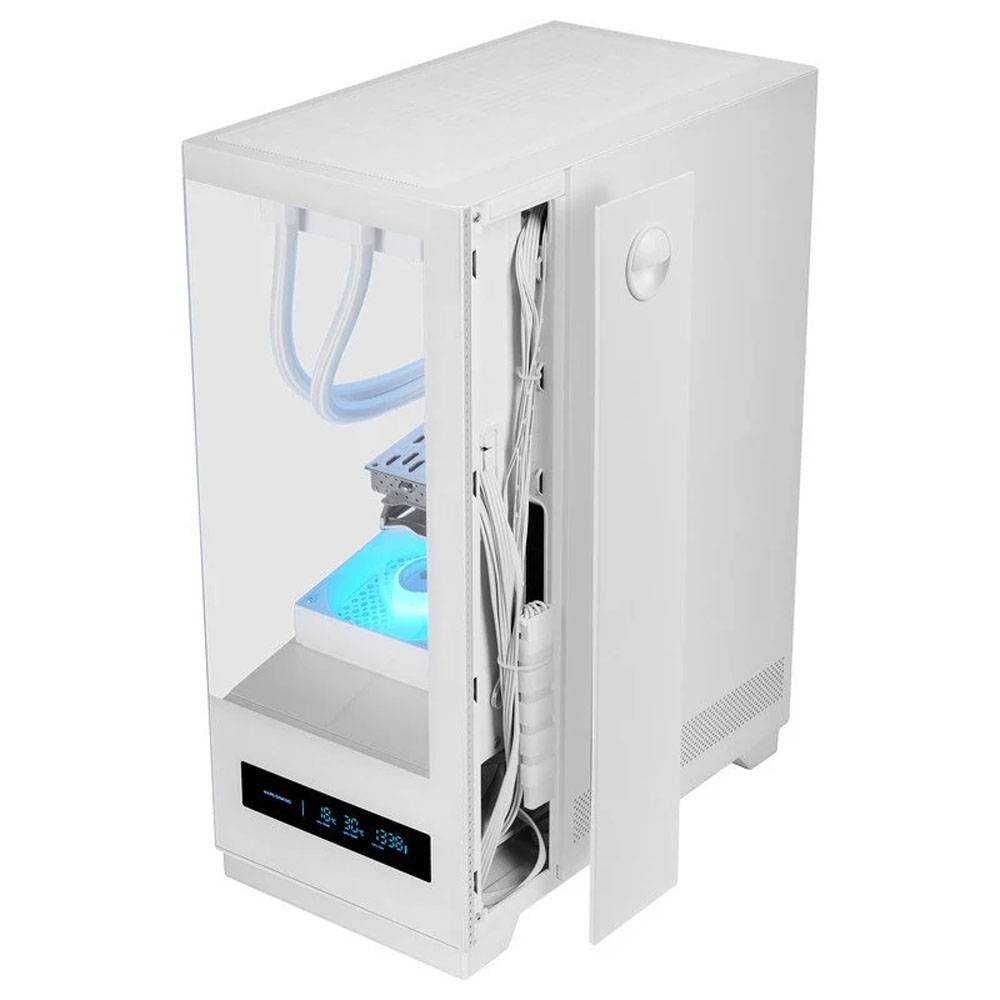 Caixa PC ATX Mars Gaming MC-PULSAR com Ecrã LCD Painel de Vidro Temperado e Passagem de Cabos Branco - Imagem 2