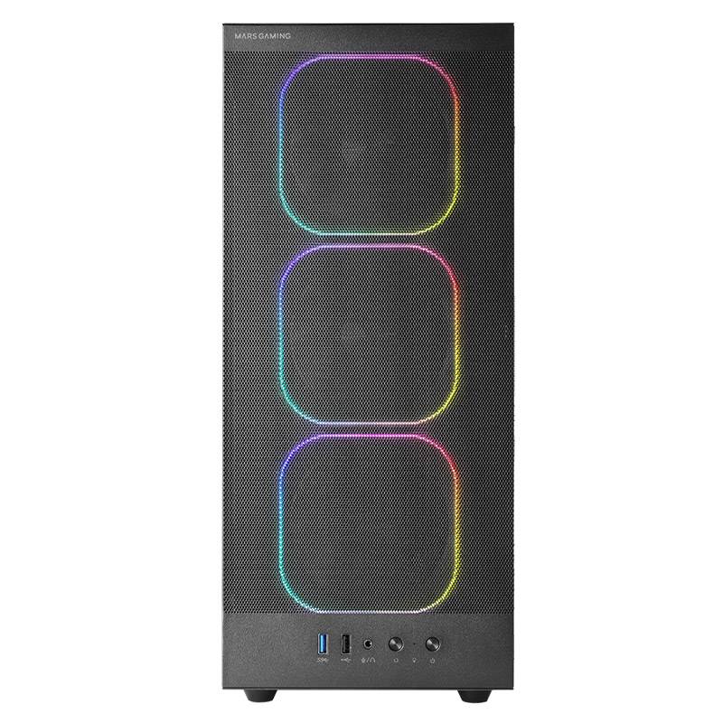 Caixa ATX Mars Gaming MC-NEBULA com 4 Ventoinhas ARGB Hub de Controlo Vidro Temperado e Mesh Preto - Imagem 2