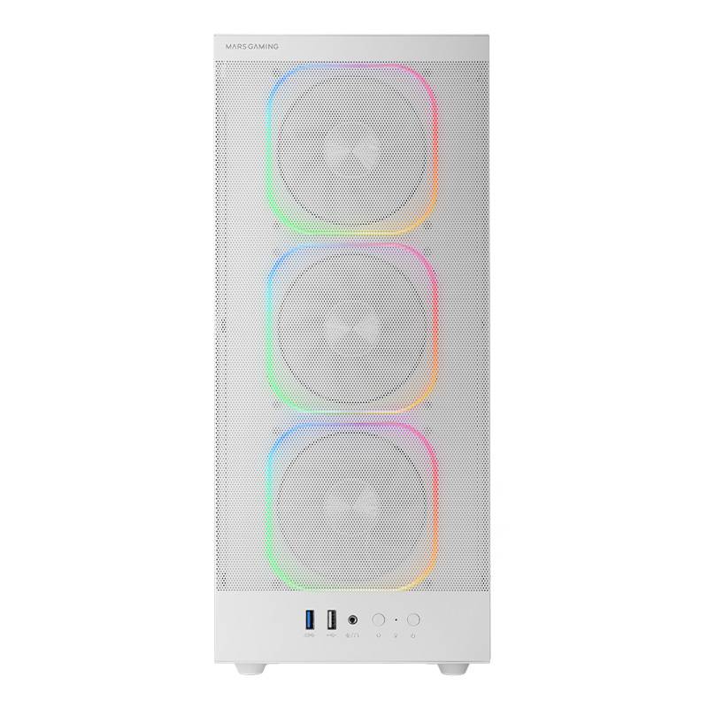 Caixa ATX Mars Gaming MC-NEBULA 4 Ventoinhas ARGB com Hub de Controlo Vidro Temperado e Mesh Branco - Imagem 3